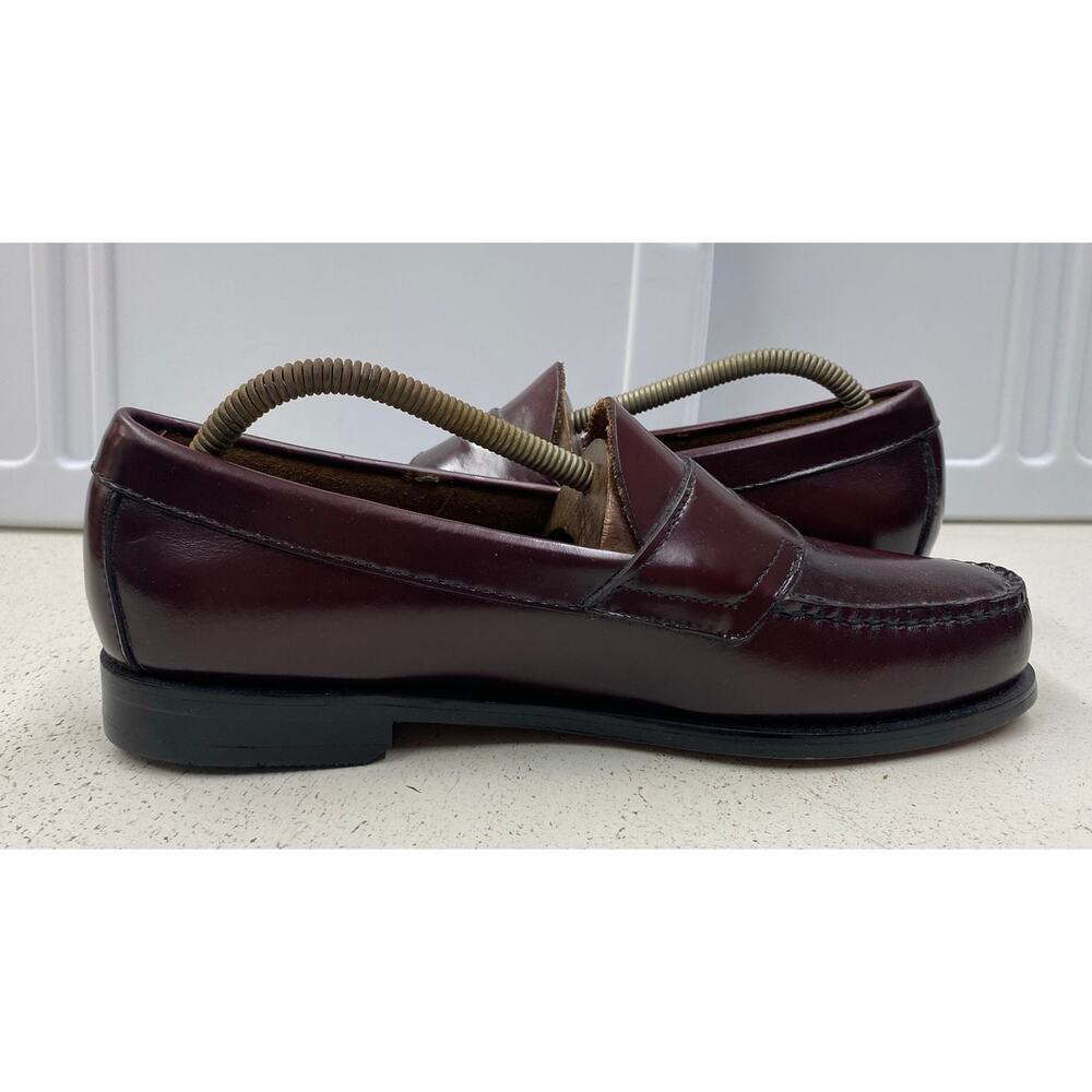 Men Bass WeeJuns Lucas burgundy leather slip-on penny loafers dress shoes, 8.5D - Picture 3 of 7